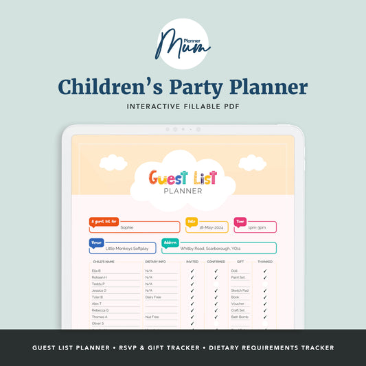 Children’s Party Planner with Guest Tracker, Gift Log and More