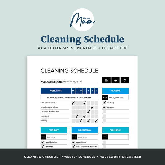 Daily/Weekly Cleaning Schedule (Printable & Fillable)