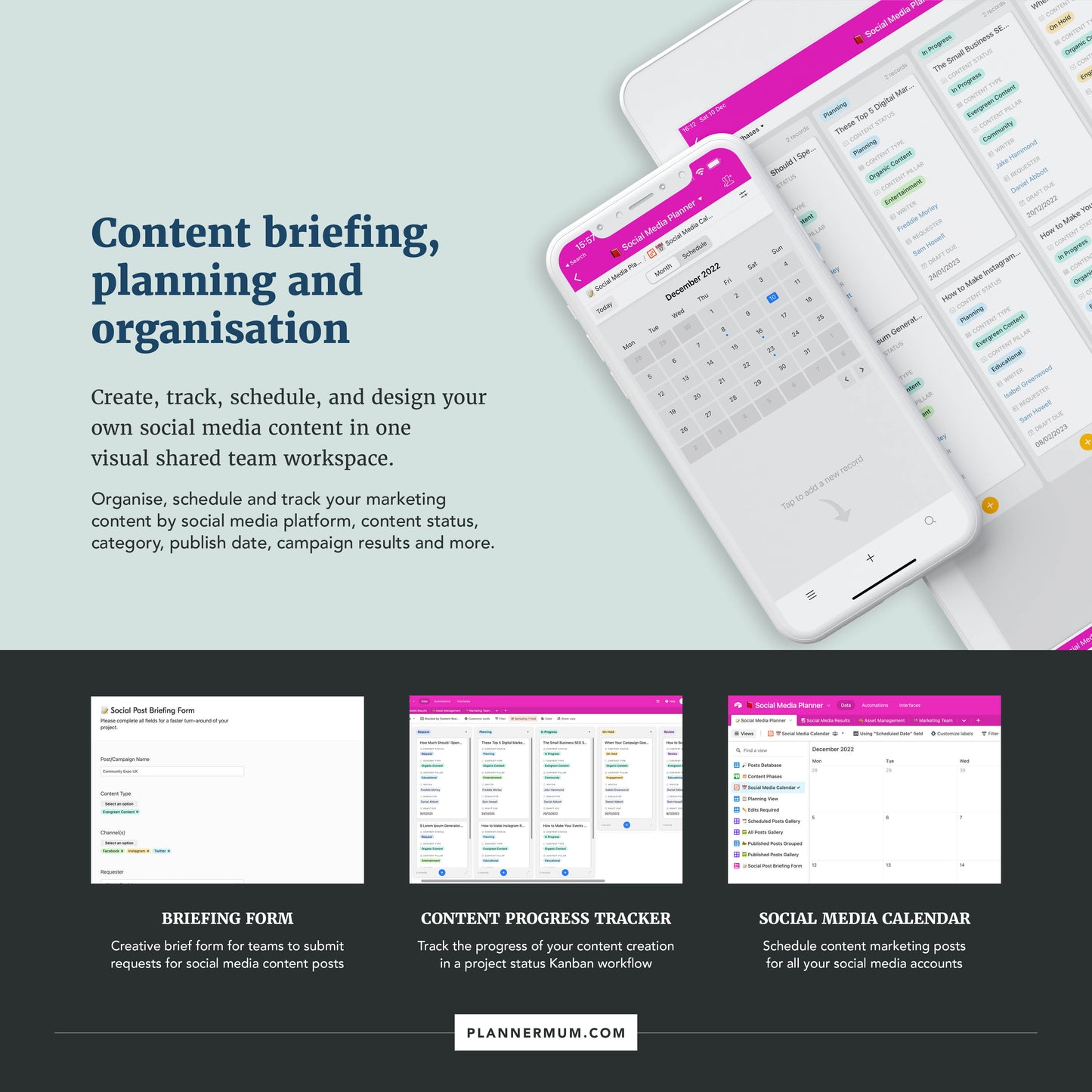 Airtable Social Media Content Planner and Asset Hub