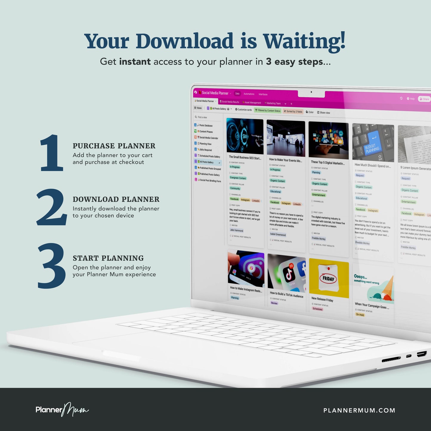 Airtable Social Media Content Planner and Asset Hub