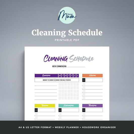 Cleaning Schedule | Planner Mum