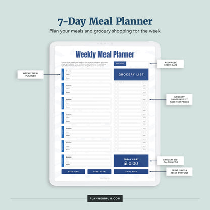 Interactive Weekly Meal Planner & Grocery List Calculator