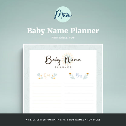 Printable Baby Name Planner