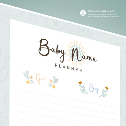 Printable Baby Name Planner