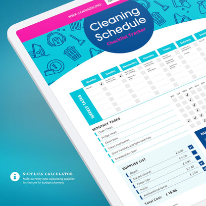 Interactive Cleaning Rota & Supplies List Calculator