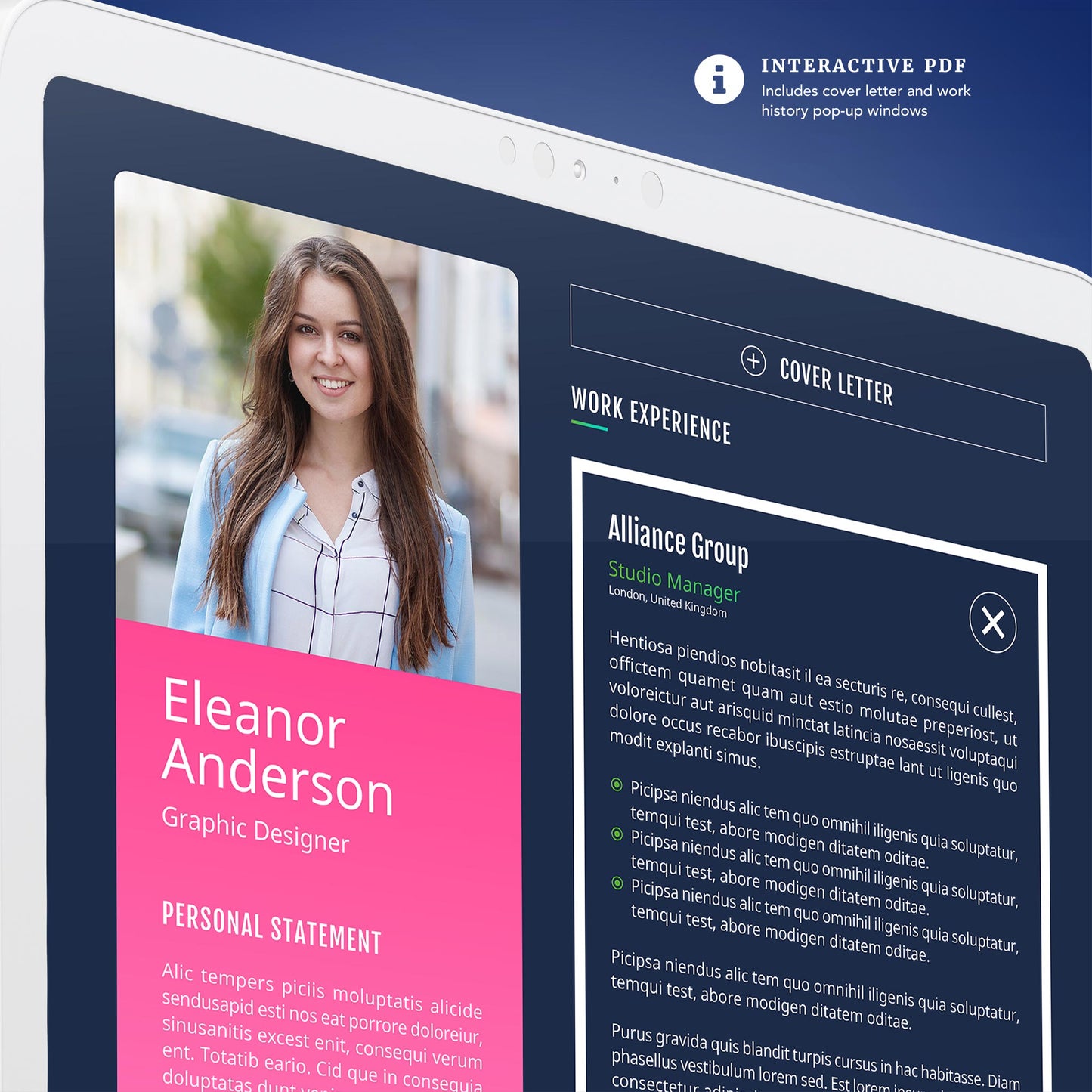 InDesign 2-in-1 Interactive Cover Letter & Resume Template