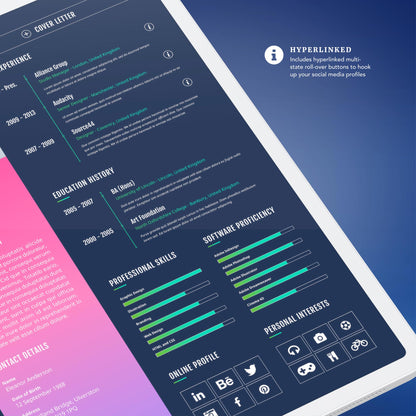 InDesign 2-in-1 Interactive Cover Letter & Resume Template