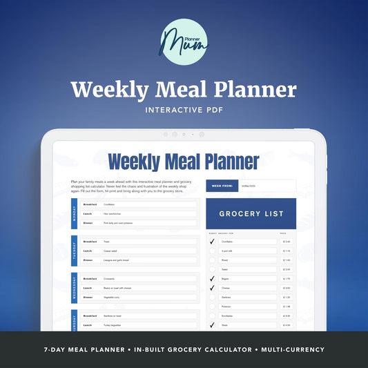 Interactive Weekly Meal Planner & Grocery List Calculator